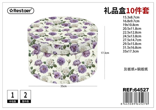 [64527] Caja redonda 10 piezas 35*17.3 cm - Set de empaques para regalos