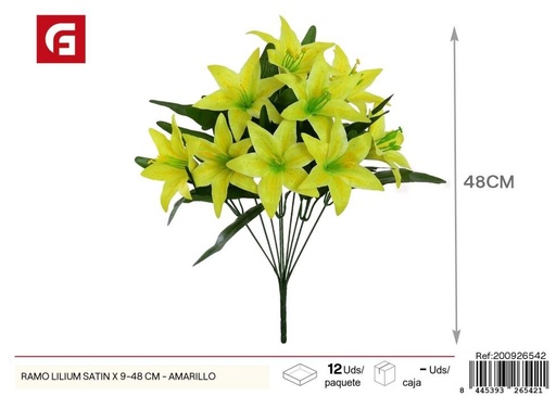 [200926542] Ramo de lirios satinados amarillos 9 piezas 48 cm - Flores artificiales para hogar