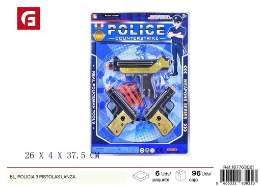 [187763021] Set de 3 pistolas de policía - Juguetes y juegos