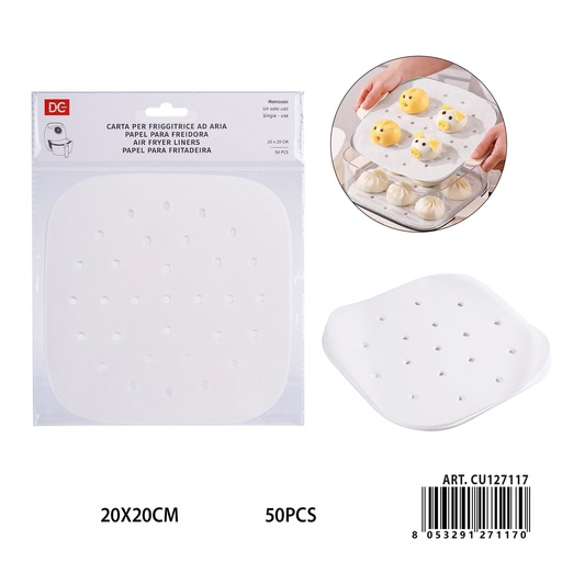 [0242902] Papel para freír aire cuadrado 20 cm 50pz - Accesorios de cocina
