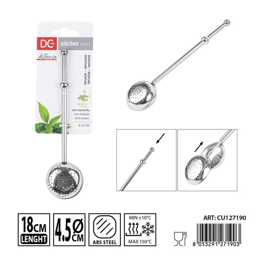 [0243259] Infusor de acero inoxidable con filtro grande 18x4.5cm - Utensilios de cocina para café y té