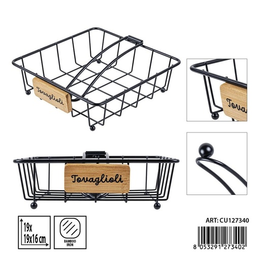 [0243460] Porta servilletas de bambú 19x19x6cm - Accesorios de mesa decorativos