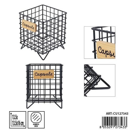 [0243463] Porta cápsulas de café de hierro 13.7x13.7x16.2cm - Accesorios de cocina para café