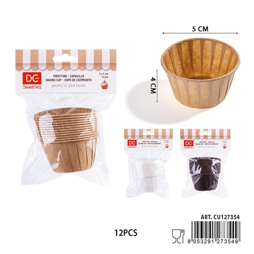 [0243520] Moldes de papel para taza con borde enrollado 5x4cm 12pz - Utensilios de repostería