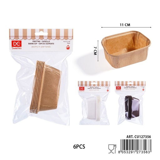 [0243522] Moldes de papel para taza con borde enrollado 11x4x7cm 6pz - Utensilios de repostería