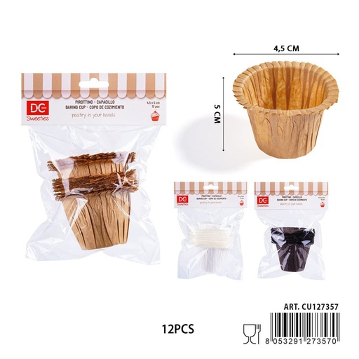 [0243523] Moldes de papel para taza de sombrero 4.5x5cm 12pz - Utensilios de repostería