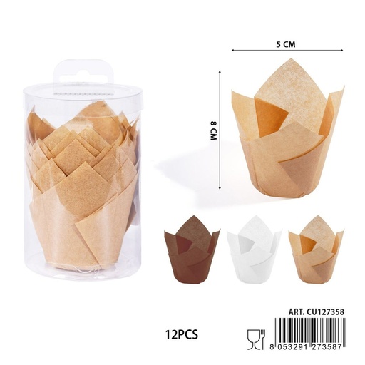 [0243524] Molde de muffin tulipán 5x8 cm 12 pz - Accesorios de repostería y cocina