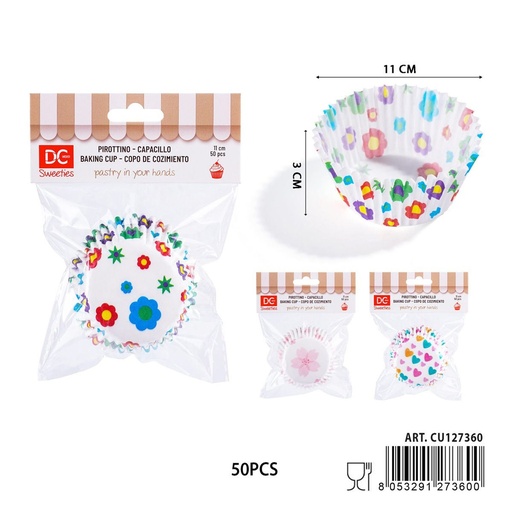 [0243526] Moldes multicolores para pasteles 11cm 50pz - Utensilios de repostería y horneado