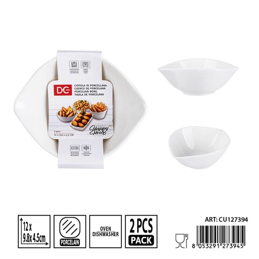 [0243624] Cubiertos de porcelana 12x9.8x4.5cm 2pz - Utensilios de mesa y presentación
