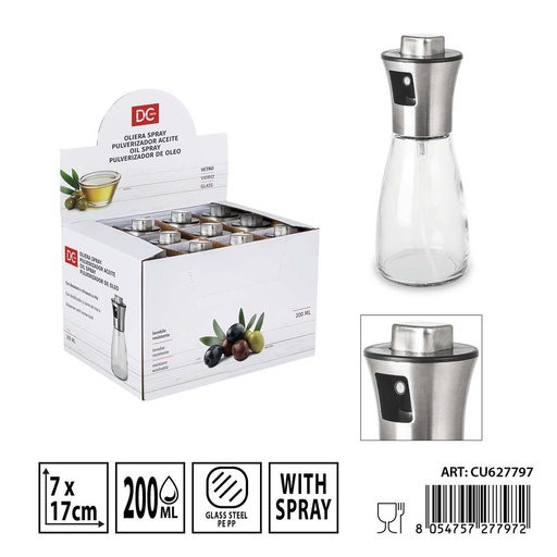[0236286] Pulverizador de aceite de vidrio 200 ml 7x17 cm - Utensilios de cocina y aceiteras