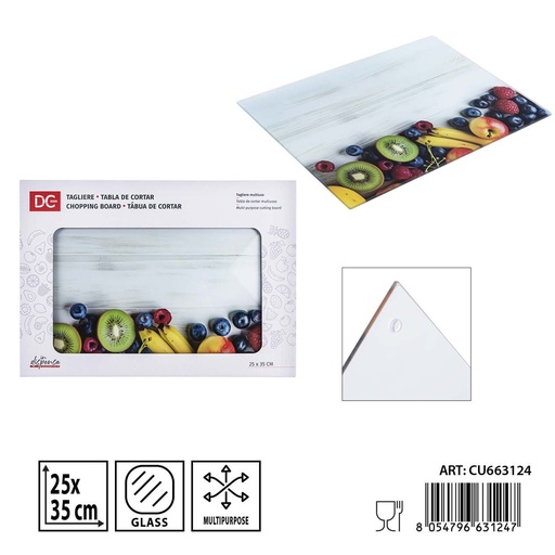 [0240308] Tabla de cortar en cristal 25x35 cm - Accesorios de cocina y tablas de cortar