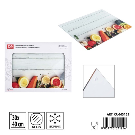[0240309] Tabla de cortar en cristal 30x40 cm - Accesorios de cocina y tablas de cortar