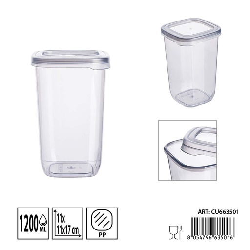 [0244850] Contenedor cuadrado para alimentos DC Casa 1200 ml - Almacenamiento de comida