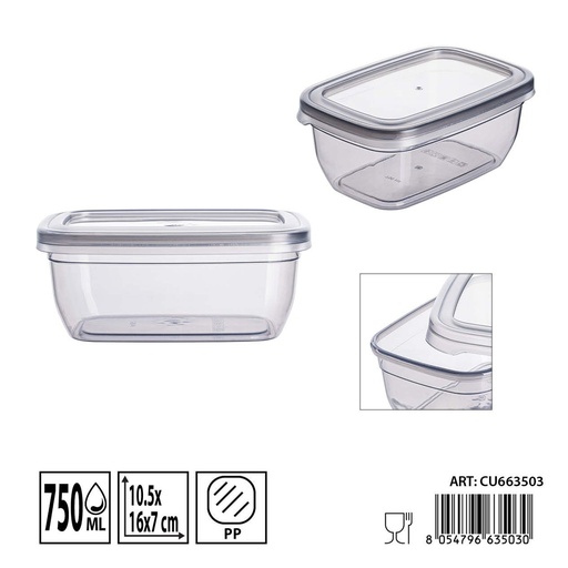 [0244852] Contenedor rectangular para alimentos DC Casa 750 ml - Almacenamiento de comida
