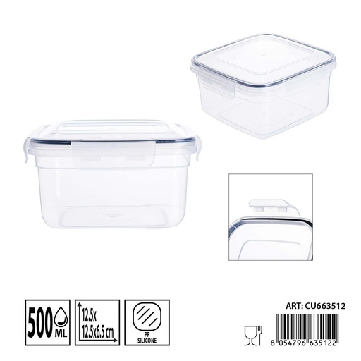 [0244861] Contenedor hermético cuadrado 500 ml - Almacenamiento plástico y recipientes