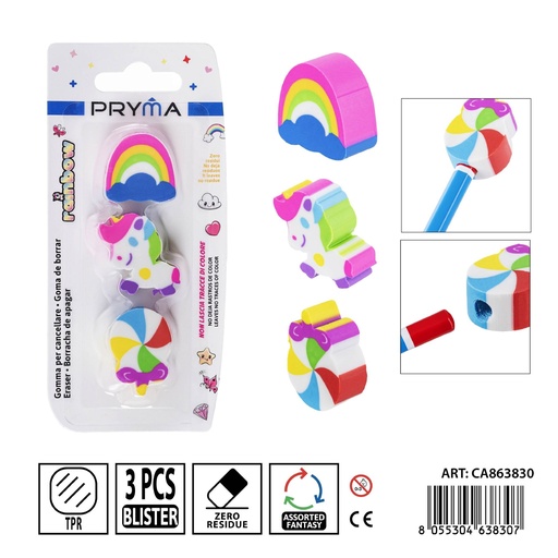 [0237900] Goma borradora 3 piezas - Papelería escolar y útiles