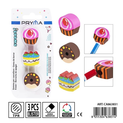 [0237901] Goma borradora 3 piezas - Papelería escolar y útiles