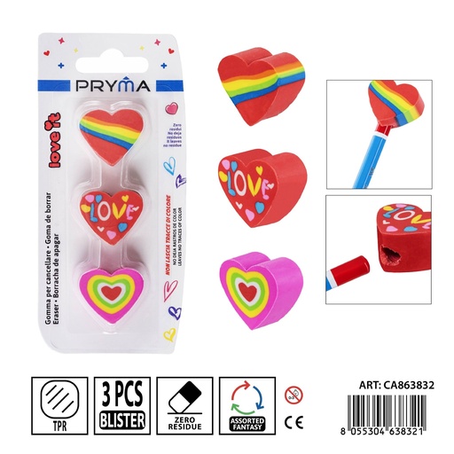 [0237902] Goma borradora 3 piezas - Papelería escolar y útiles