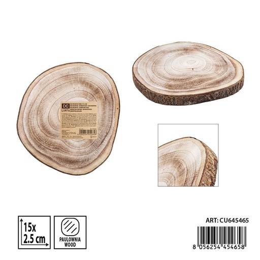 [0239759] Base redonda decorativa de madera 15x2.5 cm - Accesorios de cocina y utensilios de madera