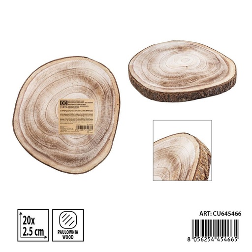 [0239760] Base redonda decorativa de madera 20x2.5 cm - Accesorios de cocina y utensilios de madera