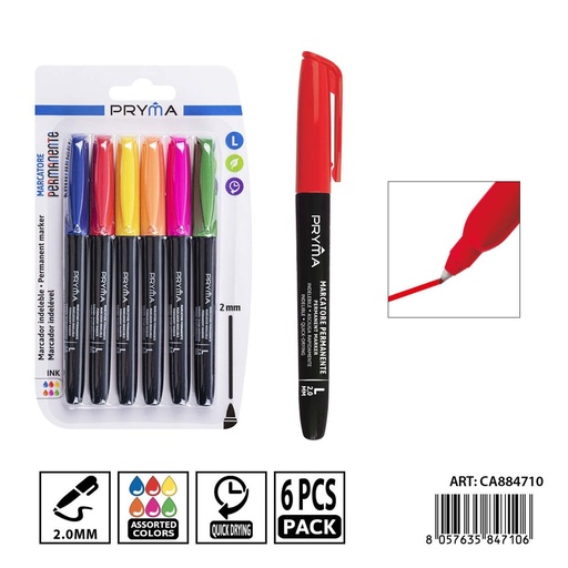 [0235662] Marcador permanente redondo 2 mm 6 unidades - Material de oficina