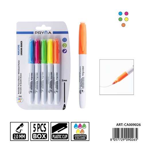 [0236517] Marcador de pizarra redondo PRYMA de 2 mm (5 unidades) - Herramientas de escritura