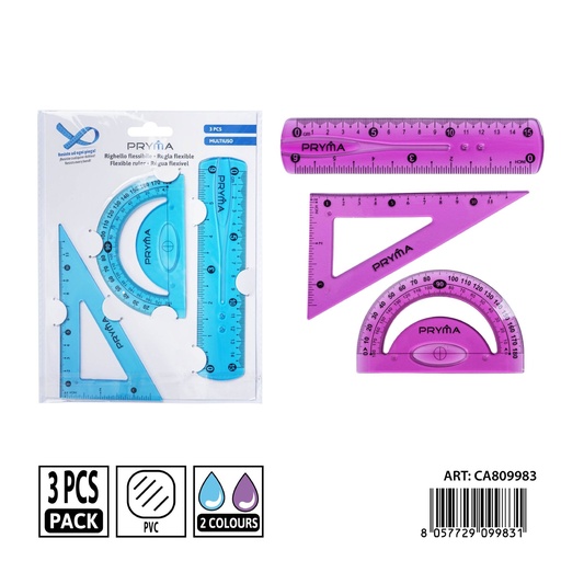[0242230] Set de reglas de PVC (3 piezas, 15 cm) - Accesorios de papelería
