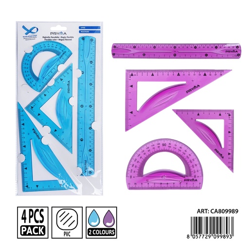 [0242232] Set de reglas de PVC (4 piezas, 30 cm) - Accesorios de papelería