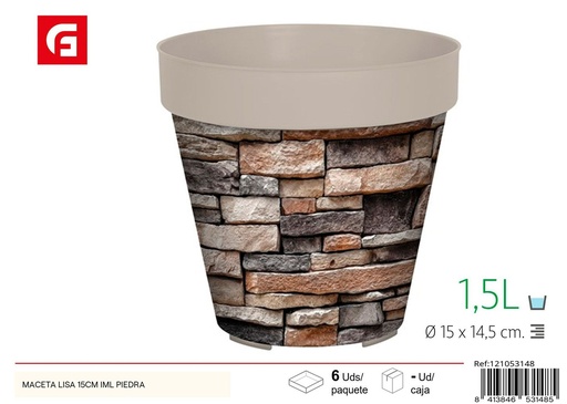 [121053148] Maceta lisa de 15 cm IML con textura de piedra - Plásticos para el hogar y jardinería