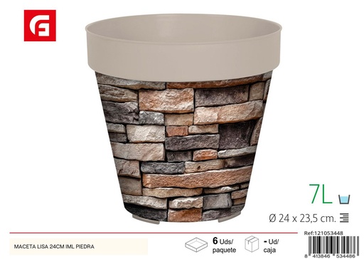[121053448] Maceta lisa de 24 cm con textura de piedra - Decoración de jardín y macetas