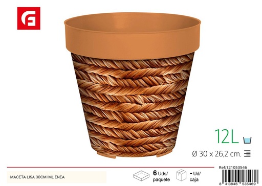 [121053546] Maceta lisa de 30 cm con textura de enea - Decoración de jardín y macetas