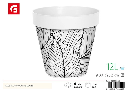 [121053549] Maceta lisa IML 30 cm diseño hojas - Jardinería y decoración del hogar