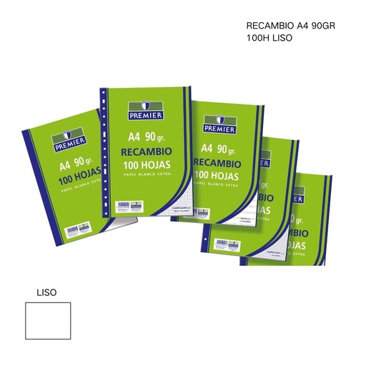 [A003912] Recambio A4 liso 90g 100 hojas - Papelería y artículos escolares