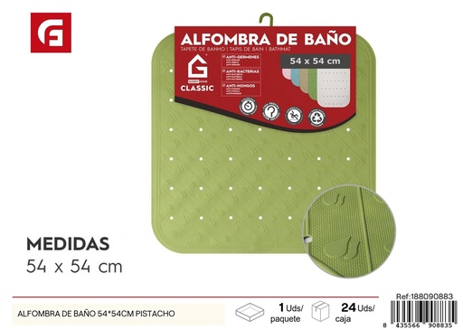 [188090883] Alfombra de baño color pistacho 54x54 cm - Tapete antideslizante para el baño