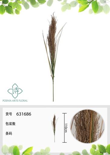 [631686] Rama de hierba natural con cebolla de 110 cm - Decoración botánica