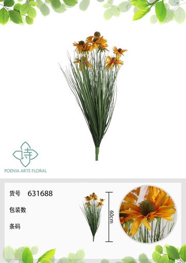 [631688] Rama de crisantemos artificial de 60 cm - Decoración floral