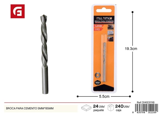 [314531116] Broca para cemento de 5 mm x 85 mm - Herramientas de ferretería
