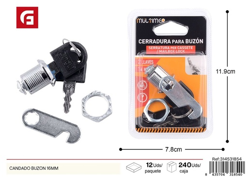 [314531854] Candado para buzón de 16 mm - Accesorios de ferretería
