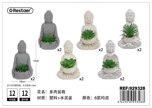 [929328] Planta suculenta de cabeza de Buda (10x9.2x15 cm) - Jardinería decorativa y elegante