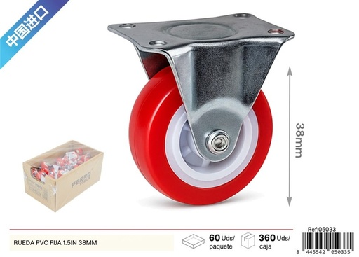 [05033] Rueda fija de PVC de 1.5 pulgadas (38 mm) - Accesorios y herrajes de ferretería