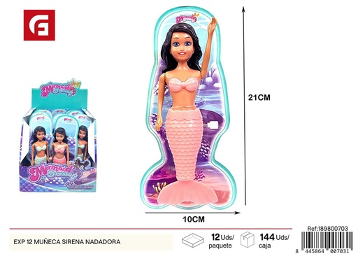 [189800703] 12 muñecas sirena nadadora - Muñecas y juguetes para niñas