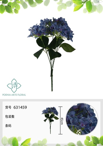 [631459ZUL] Ramo de flores 3D de 5 cabezas 45 cm - Decoración floral