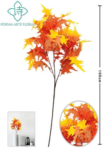 [630320-夕阳红] Ramo decorativo de hojas coral color atardecer - Varas decorativas