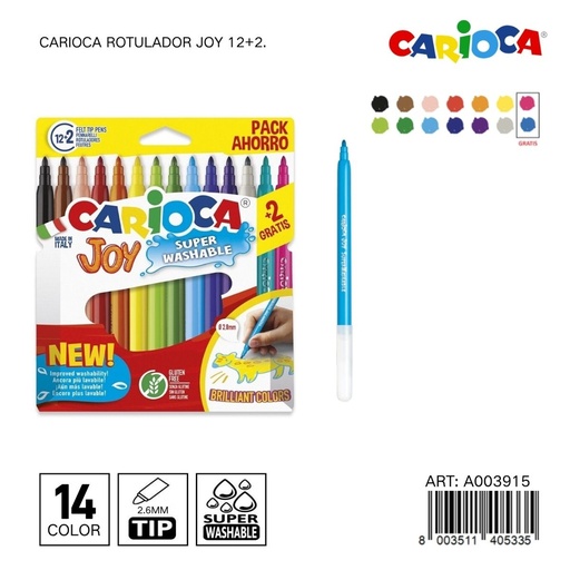 [A003915] Rotulador Carioaca Joy 12+2 - Material escolar y papelería
