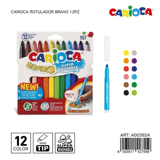 [A003924] Rotulador Carioaca Bravo 12pz - Material escolar y papelería