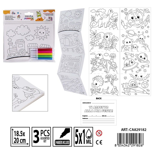 [0242641] Invitación para colorear con marcador 18.5x20 cm (x4FF) - Actividades creativas