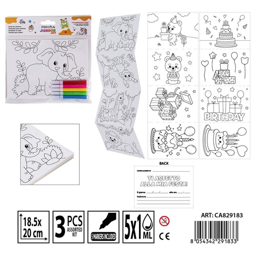 [0242642] Invitación para colorear con marcador 18.5x20 cm (x4FF) - Actividades creativas
