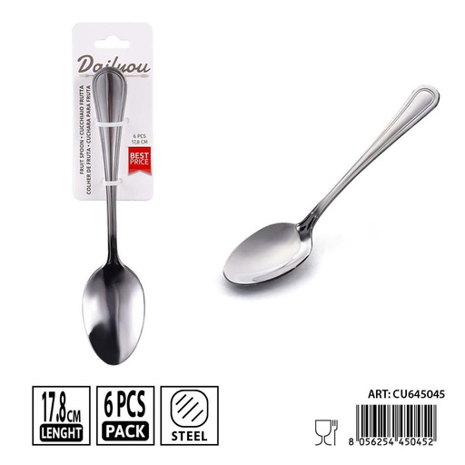 [0238575] Cucharas para fruta de acero inoxidable 430 - Set de 6 piezas 17.8 cm