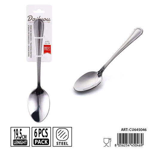 [0238576] Cucharas de mesa de acero inoxidable 430 - Set de 6 piezas 19.5 cm
