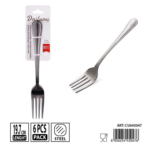 [0238577] Tenedores de mesa de acero inoxidable 430 - Set de 6 piezas 19.7 cm